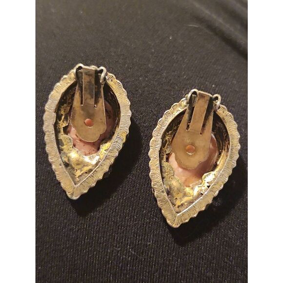 Vintage Victorian pink large stone clip on earrings witchy old money gypsy - Picture 8 of 9
